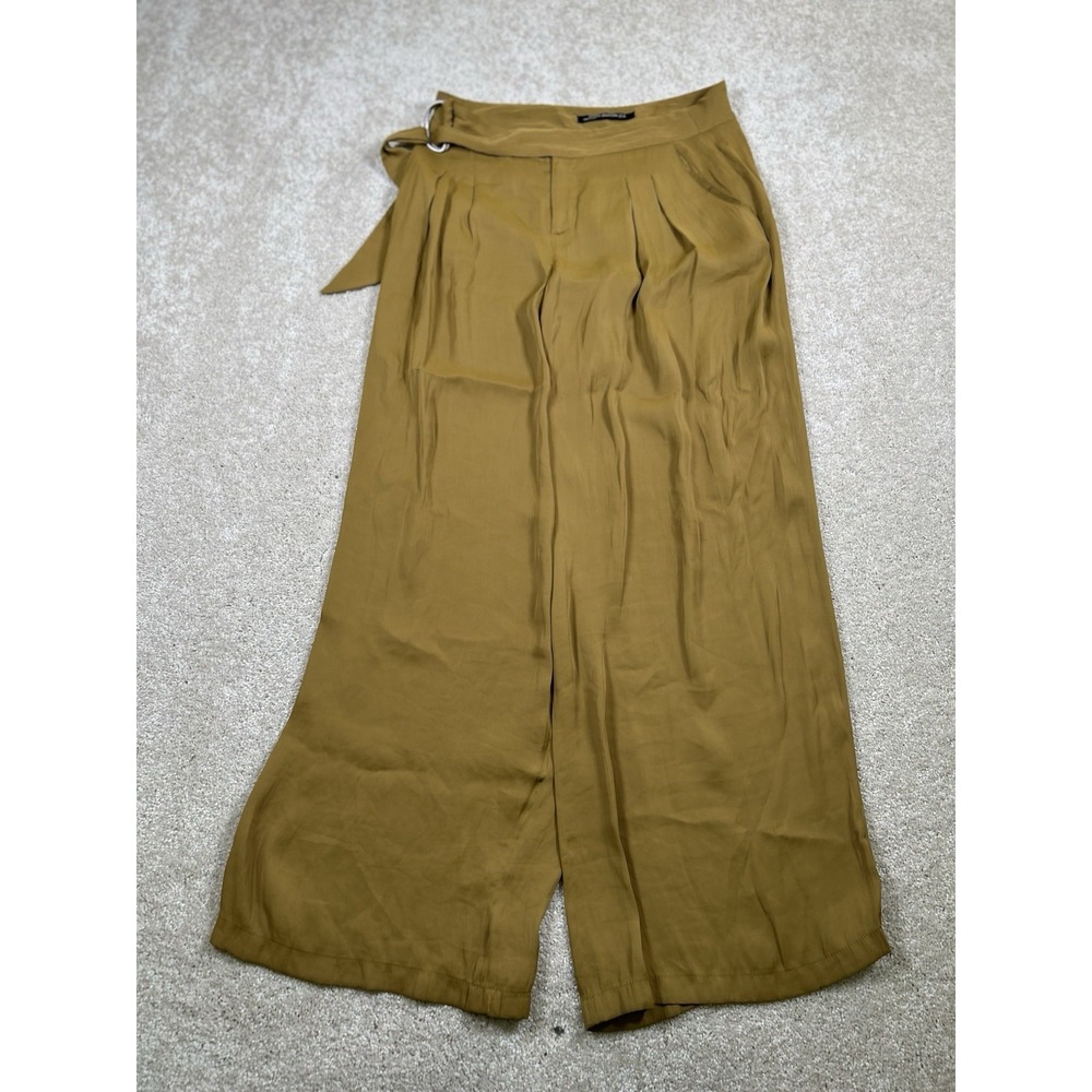 Zara Woman Size 5 Brown‎ Wide Leg Cropped Pull On Pants